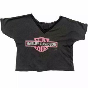 Vintage Harley Davidson 3D Emblem 90s Sturgis 92 Crop Top Small